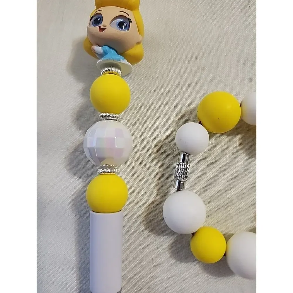 Bead Pen & Cup Charm Matching Combo Young Cinderella & Bow Silicone Beads